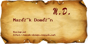 Mazák Domán névjegykártya